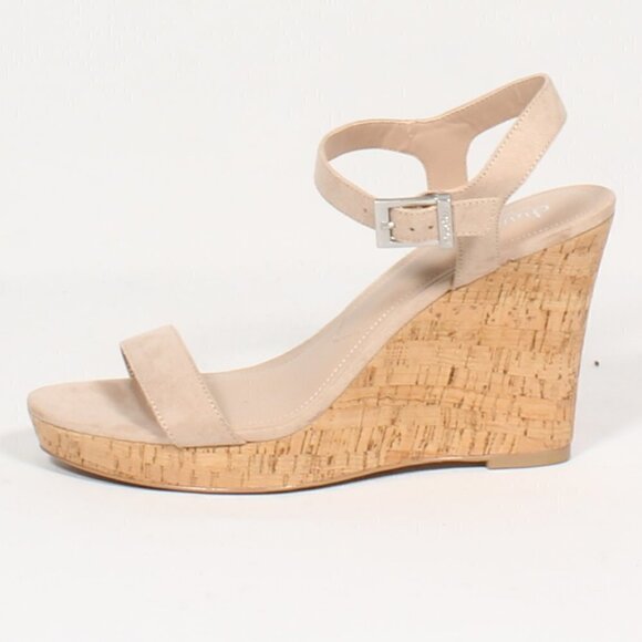 𝅺CHARLES David Amputee Cork Wedge Peep Toe New Left Single Shoe High Heel Suede - Picture 1 of 5